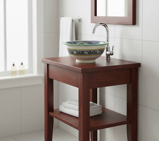 Moroccan Sink Washbasin Wash Basin Ceramic Handmade Multicolour Free Waste SW148