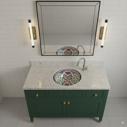 Moroccan Sink Washbasin Wash Basin Ceramic Handmade Multicolour Free Waste SW148