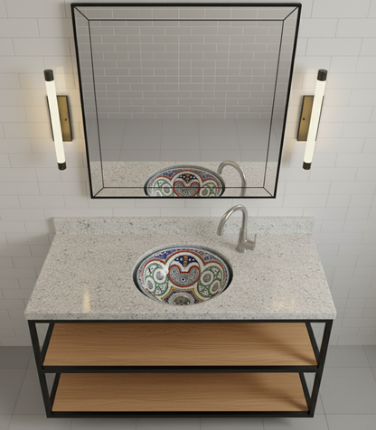 Moroccan Sink Washbasin Wash Basin Ceramic Handmade Multicolour Free Waste SW148