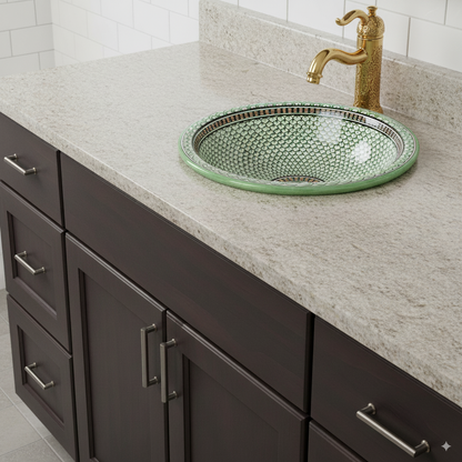 Moroccan Sink Washbasin Wash Basin Ceramic Handmade Green Free Waste (SW55)