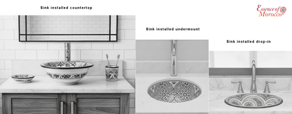 Moroccan Sink Washbasin Wash Basin Ceramic Handmade Multicolour Free Waste SW151