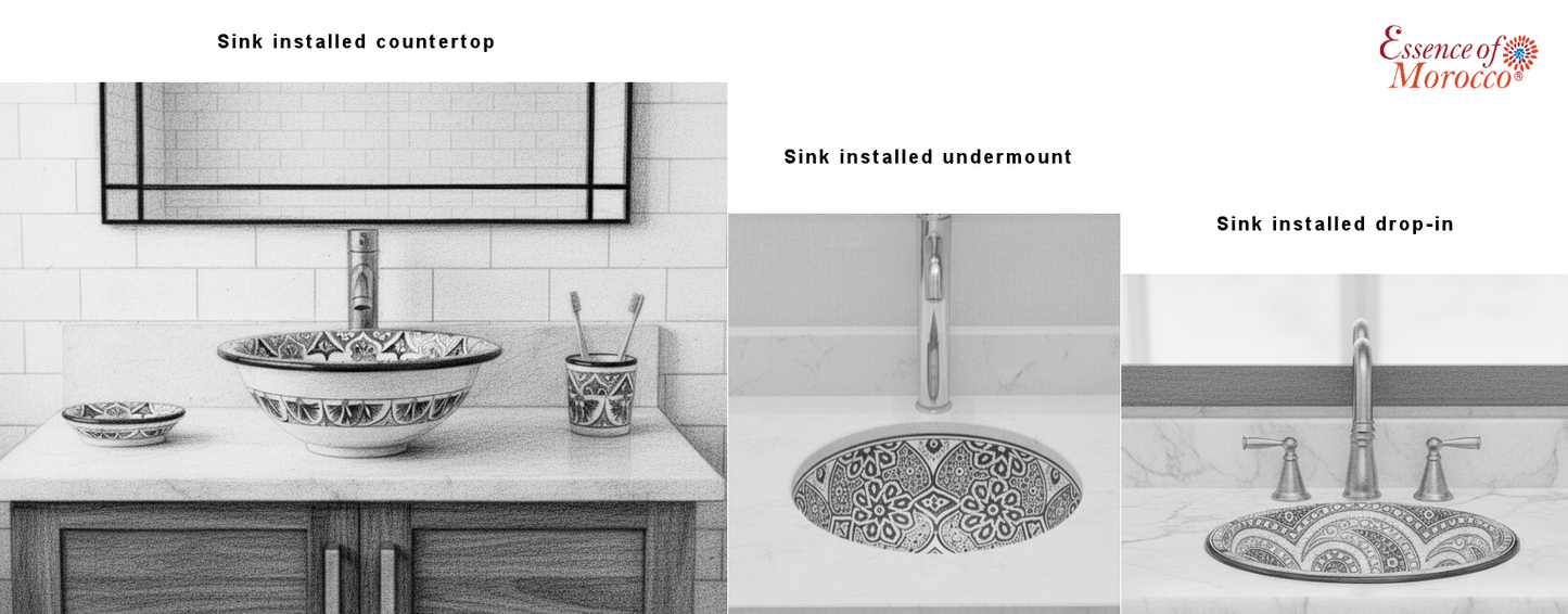 Moroccan Sink Washbasin Wash Basin Ceramic Handmade Multicolour Free Waste SW56