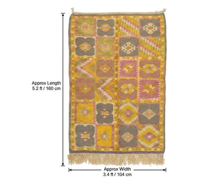 Moroccan Berber Wool Rug – Handwoven & Hand-Knotted, 160 x 104 cm / 5.3 x 3.4 ft