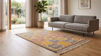 Moroccan Berber Wool Rug – Handwoven & Hand-Knotted, 160 x 104 cm / 5.3 x 3.4 ft