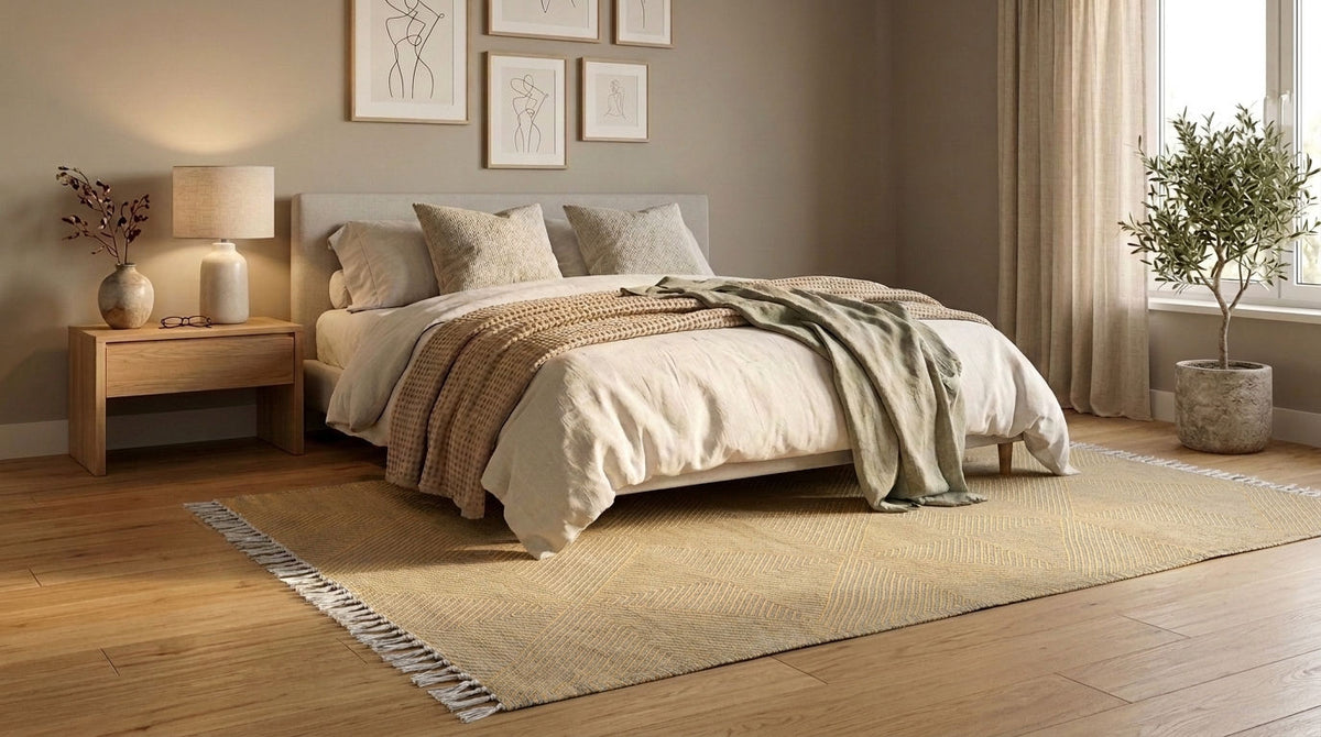 Moroccan Zanafi Wool Rug – Handwoven Flatweave Geometric, 205 x 152 cm / 6.7 x 5 ft