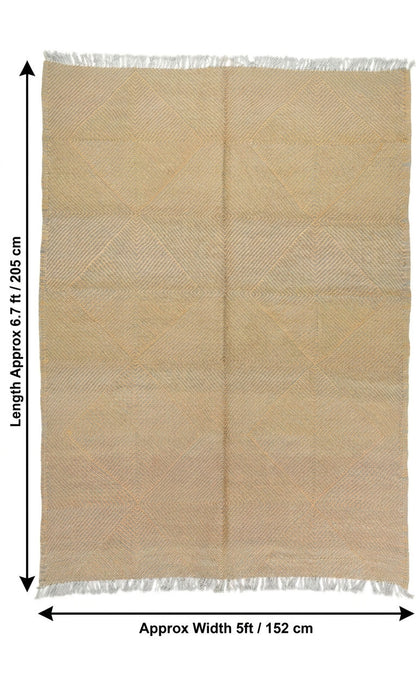 Moroccan Zanafi Wool Rug – Handwoven Flatweave Geometric, 205 x 152 cm / 6.7 x 5 ft