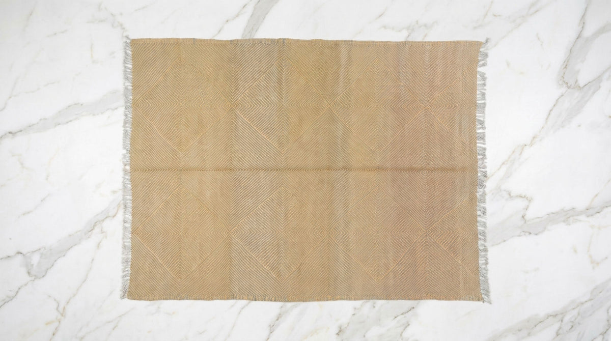 Moroccan Zanafi Wool Rug – Handwoven Flatweave Geometric, 205 x 152 cm / 6.7 x 5 ft