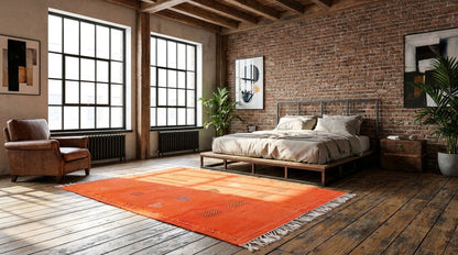 Moroccan Berber Wool Rug – Handwoven Flatweave Embroidered, 240 x 146 cm / 7.9 x 4.8 ft