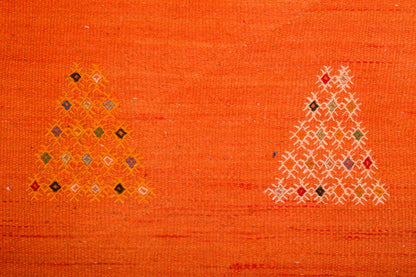 Moroccan Berber Wool Rug – Handwoven Flatweave Embroidered, 240 x 146 cm / 7.9 x 4.8 ft