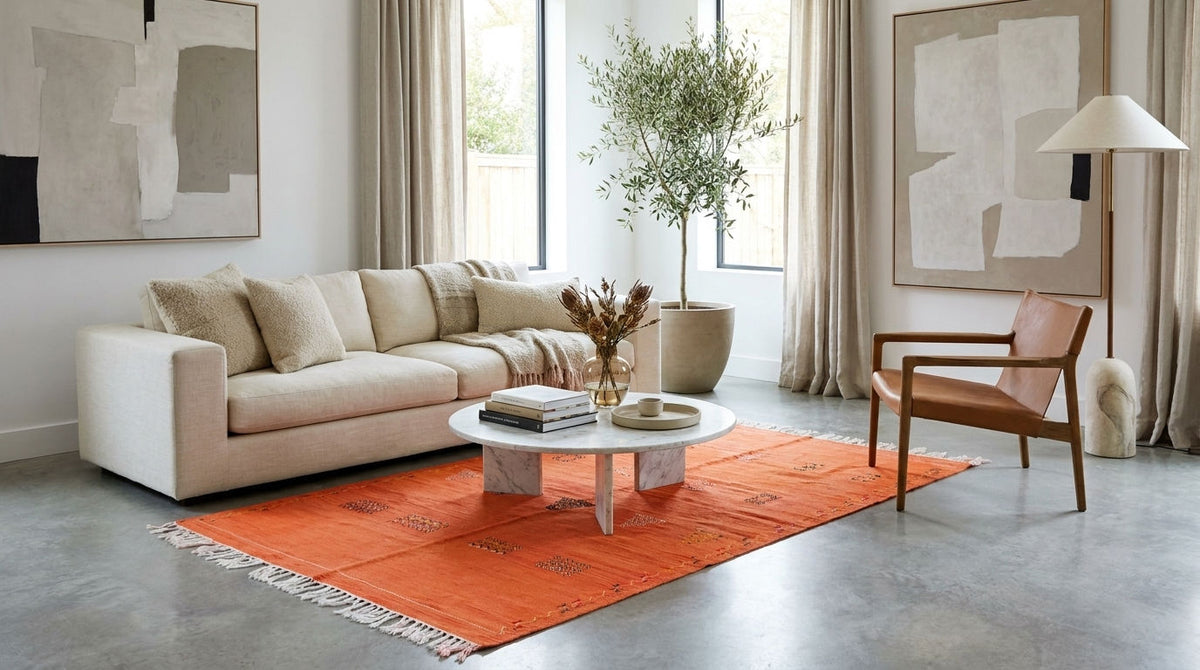 Moroccan Berber Wool Rug – Handwoven Flatweave Embroidered, 240 x 146 cm / 7.9 x 4.8 ft
