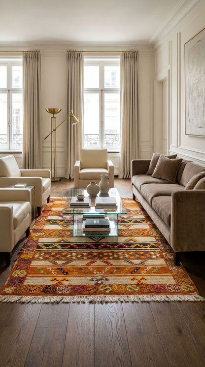 Moroccan Berber Wool Rug – Handwoven & Hand-Knotted Glaoui, 260 x 140 cm / 8.5 x 4.6 ft