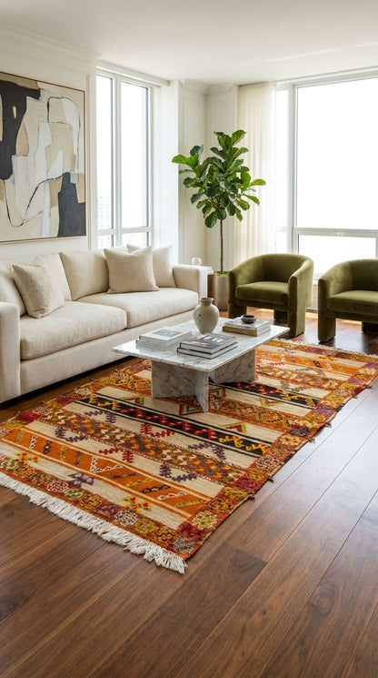 Moroccan Berber Wool Rug – Handwoven & Hand-Knotted Glaoui, 260 x 140 cm / 8.5 x 4.6 ft