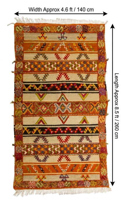 Moroccan Berber Wool Rug – Handwoven & Hand-Knotted Glaoui, 260 x 140 cm / 8.5 x 4.6 ft