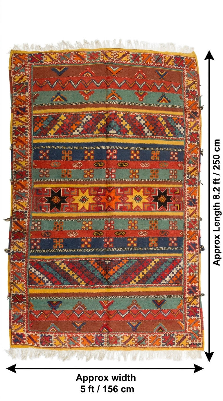 Moroccan Berber Wool Rug – Handwoven & Hand-Knotted Glaoui, 250 x 156 cm / 8.2 x 5 ft