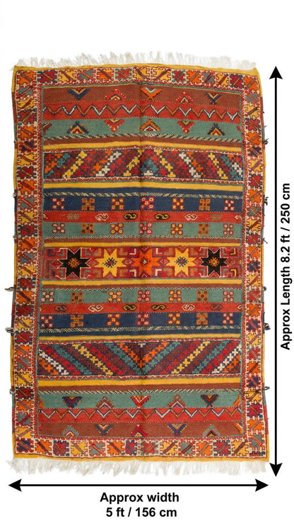 Moroccan Berber Wool Rug – Handwoven & Hand-Knotted Glaoui, 250 x 156 cm / 8.2 x 5 ft