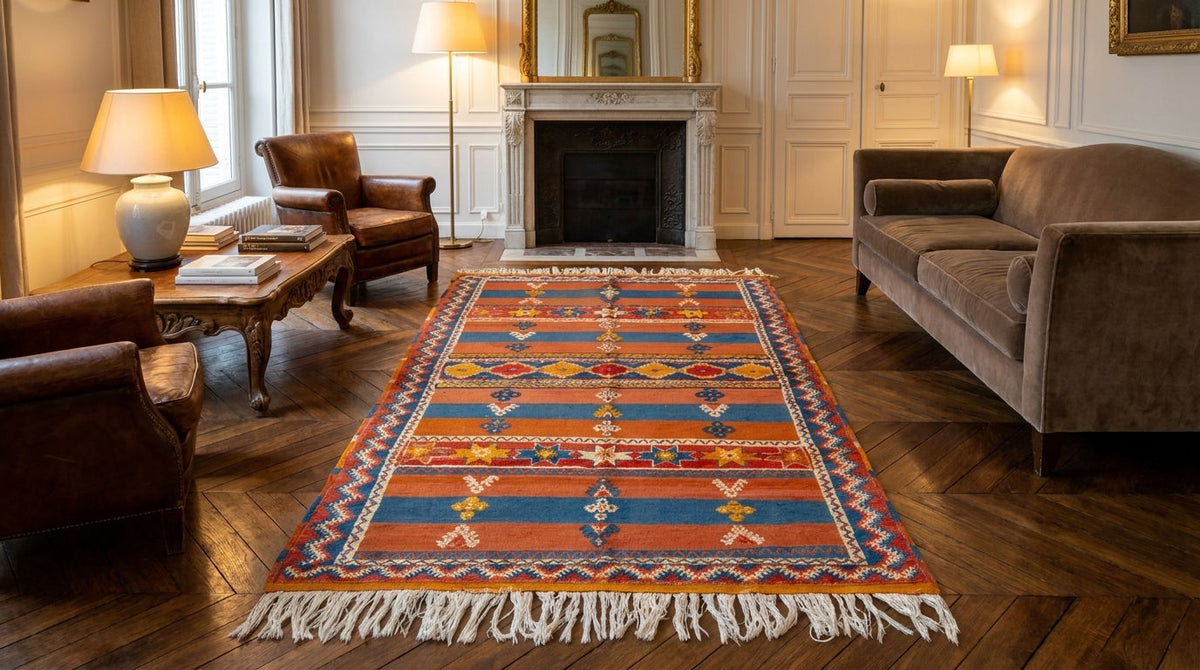 Moroccan Berber Wool Rug – Handwoven & Hand-Knotted Glaoui, 255 x 156 cm / 8.4 x 5.1 ft