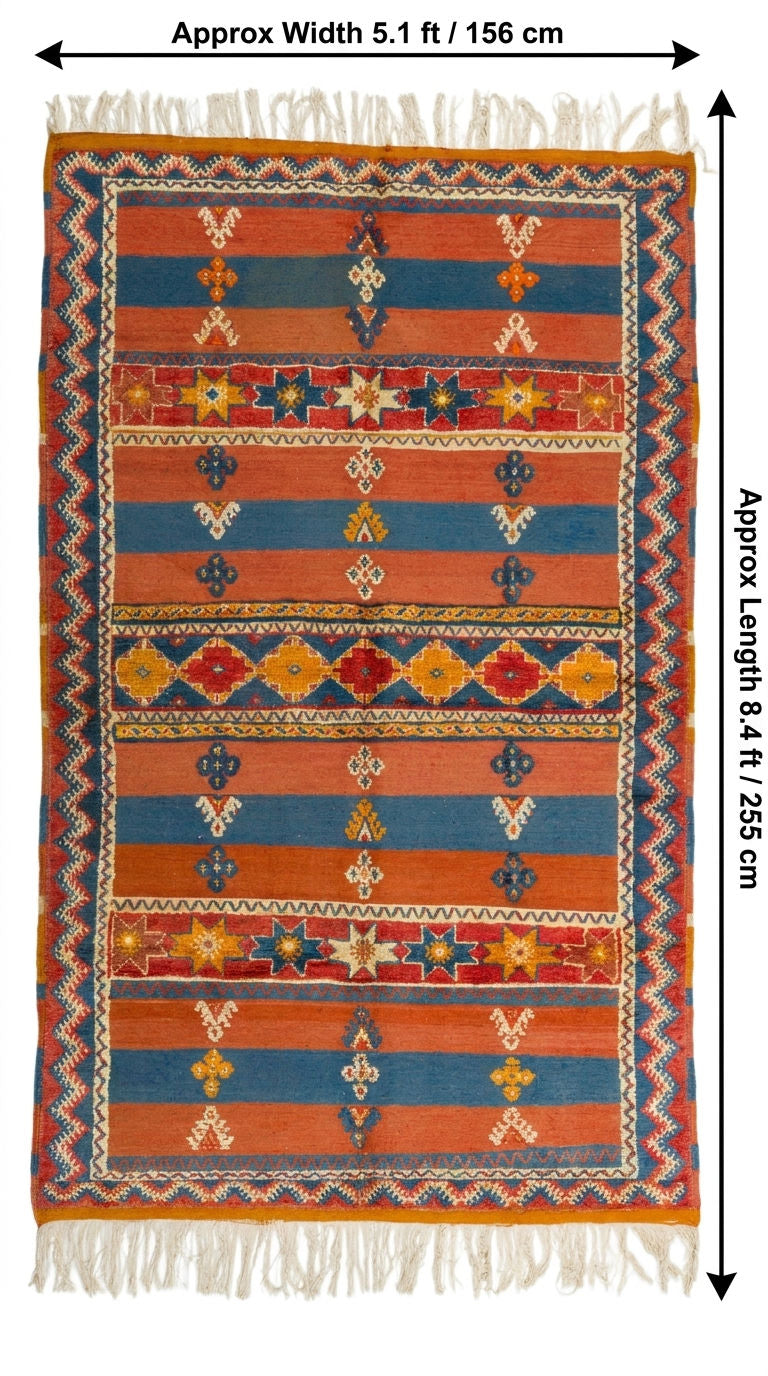 Moroccan Berber Wool Rug – Handwoven & Hand-Knotted Glaoui, 255 x 156 cm / 8.4 x 5.1 ft