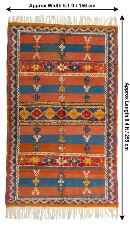 Moroccan Berber Wool Rug – Handwoven & Hand-Knotted Glaoui, 255 x 156 cm / 8.4 x 5.1 ft