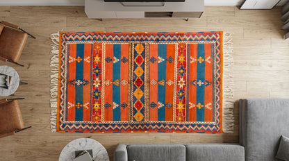 Moroccan Berber Wool Rug – Handwoven & Hand-Knotted Glaoui, 255 x 156 cm / 8.4 x 5.1 ft