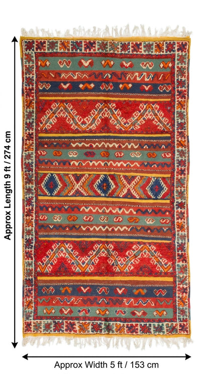 Moroccan Berber Wool Rug – Handwoven & Hand-Knotted Glaoui, 274 x 153 cm / 9 x 5 ft