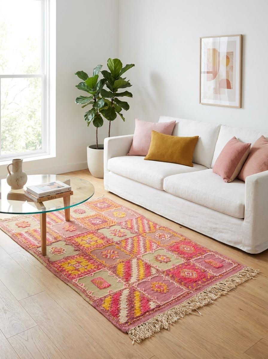 Moroccan Berber Wool Rug – Handwoven & Hand-Knotted, 160 x 100 cm / 5.2 x 3.3 ft