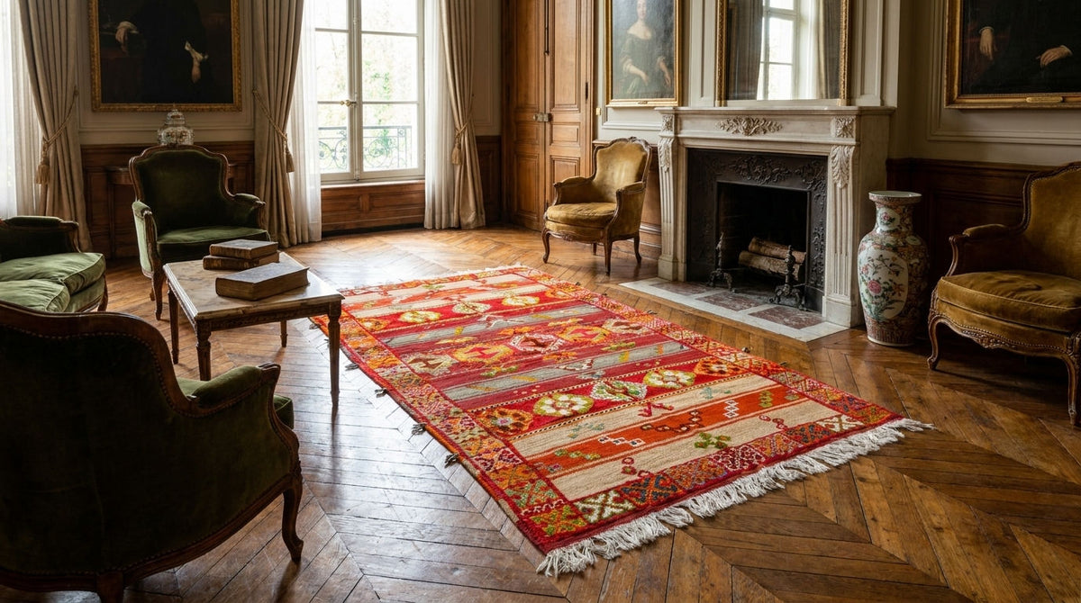 Moroccan Berber Wool Rug – Handwoven & Hand-Knotted Glaoui, 252 x 142 cm / 8.3 x 4.7 ft