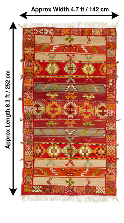 Moroccan Berber Wool Rug – Handwoven & Hand-Knotted Glaoui, 252 x 142 cm / 8.3 x 4.7 ft