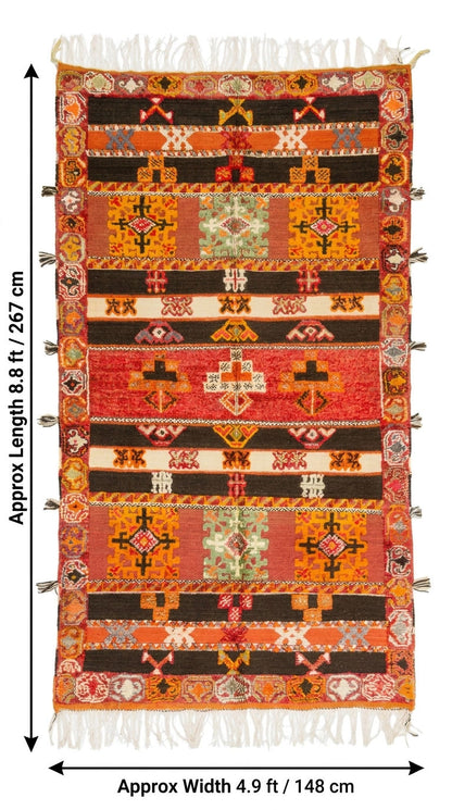 Moroccan Berber Wool Rug – Handwoven & Hand-Knotted Glaoui, 267 x 148 cm / 8.8 x 4.9 ft