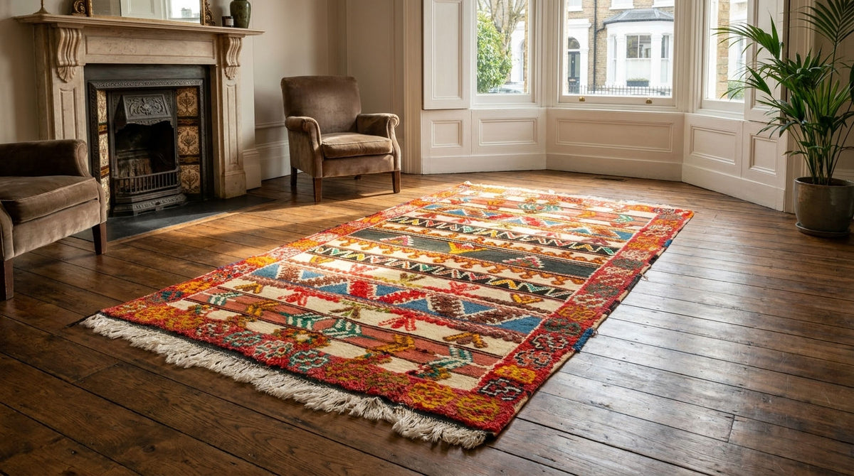 Moroccan Berber Wool Rug – Handwoven & Hand-Knotted Glaoui, 240 x 142 cm / 7.9 x 4.7 ft