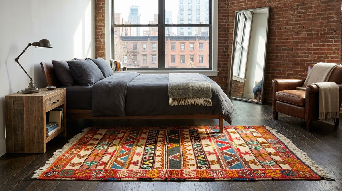 Moroccan Berber Wool Rug – Handwoven & Hand-Knotted Glaoui, 240 x 142 cm / 7.9 x 4.7 ft