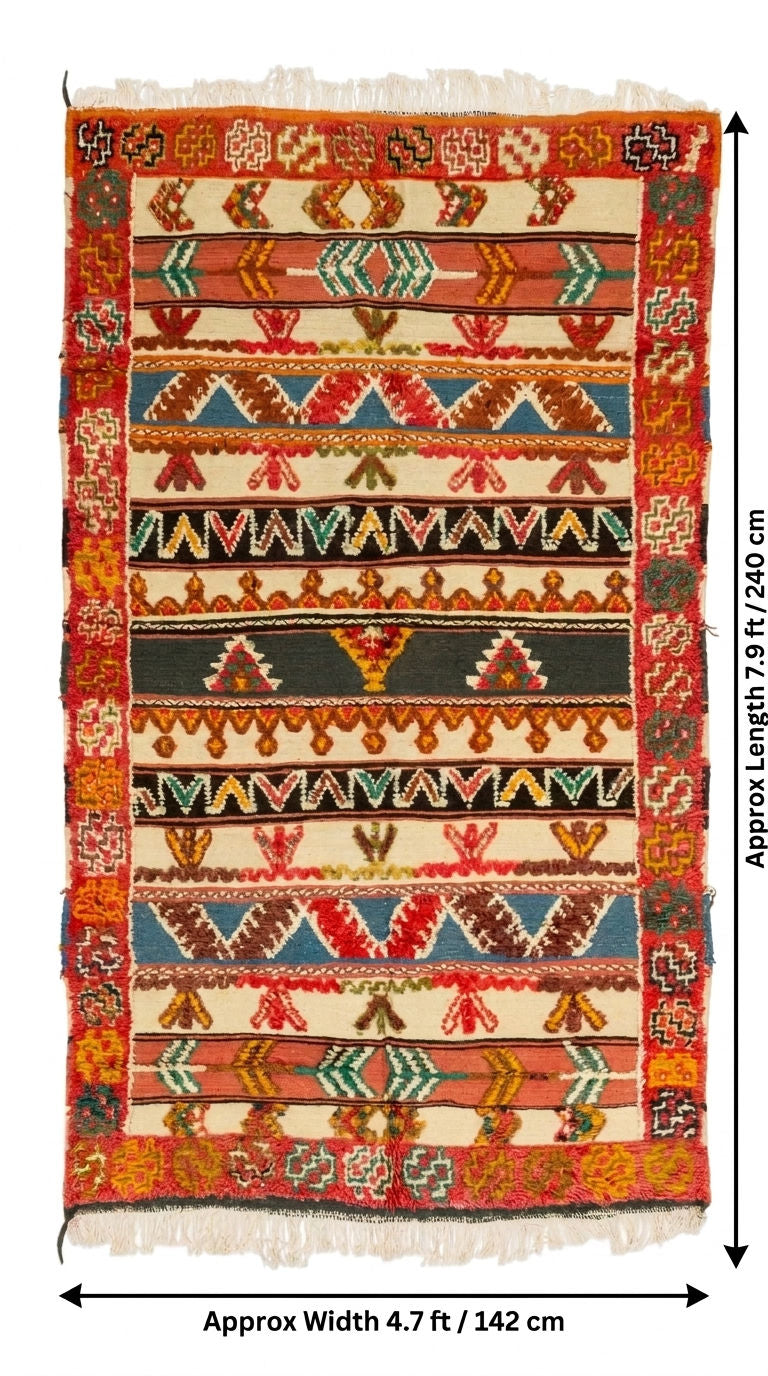 Moroccan Berber Wool Rug – Handwoven & Hand-Knotted Glaoui, 240 x 142 cm / 7.9 x 4.7 ft