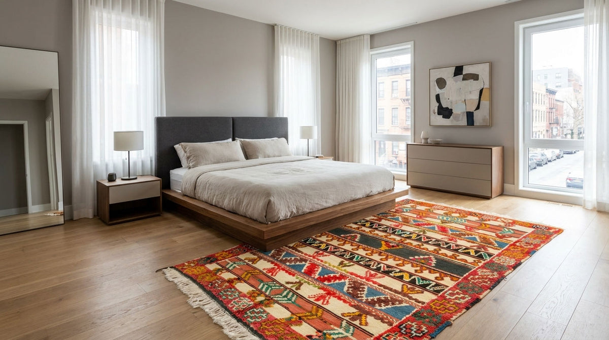 Moroccan Berber Wool Rug – Handwoven & Hand-Knotted Glaoui, 240 x 142 cm / 7.9 x 4.7 ft