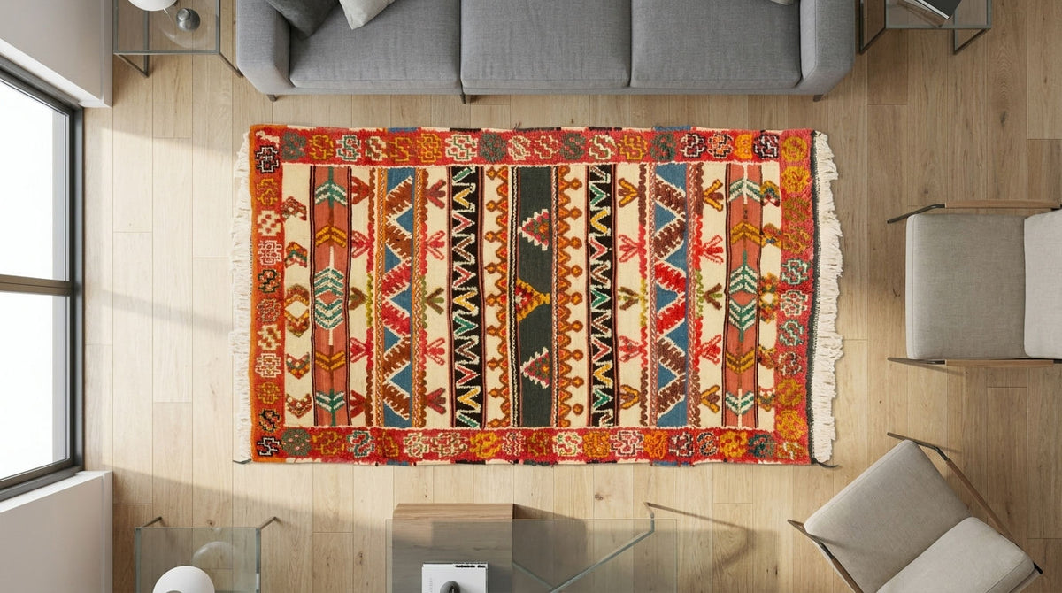 Moroccan Berber Wool Rug – Handwoven & Hand-Knotted Glaoui, 240 x 142 cm / 7.9 x 4.7 ft