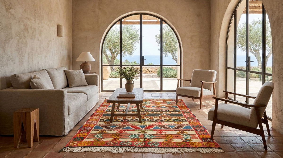 Moroccan Berber Wool Rug – Handwoven & Hand-Knotted Glaoui, 240 x 142 cm / 7.9 x 4.7 ft