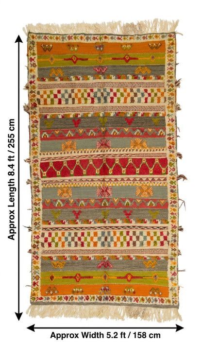 Moroccan Berber Wool Rug – Handwoven & Hand-Knotted Glaoui, 255 x 158 cm / 8.4 x 5.2 ft