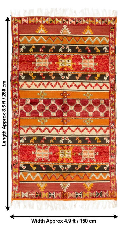 Moroccan Berber Wool Rug – Handwoven & Hand-Knotted Glaoui, 260 x 150 cm / 8.5 x 4.9 ft