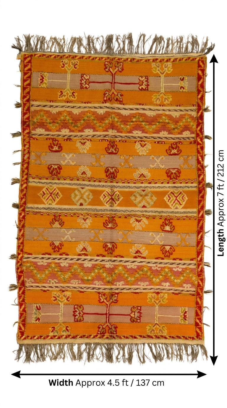 Moroccan Berber Wool Rug – Handwoven & Hand-Knotted Glaoui, 212 x 137 cm / 7 x 4.5 ft