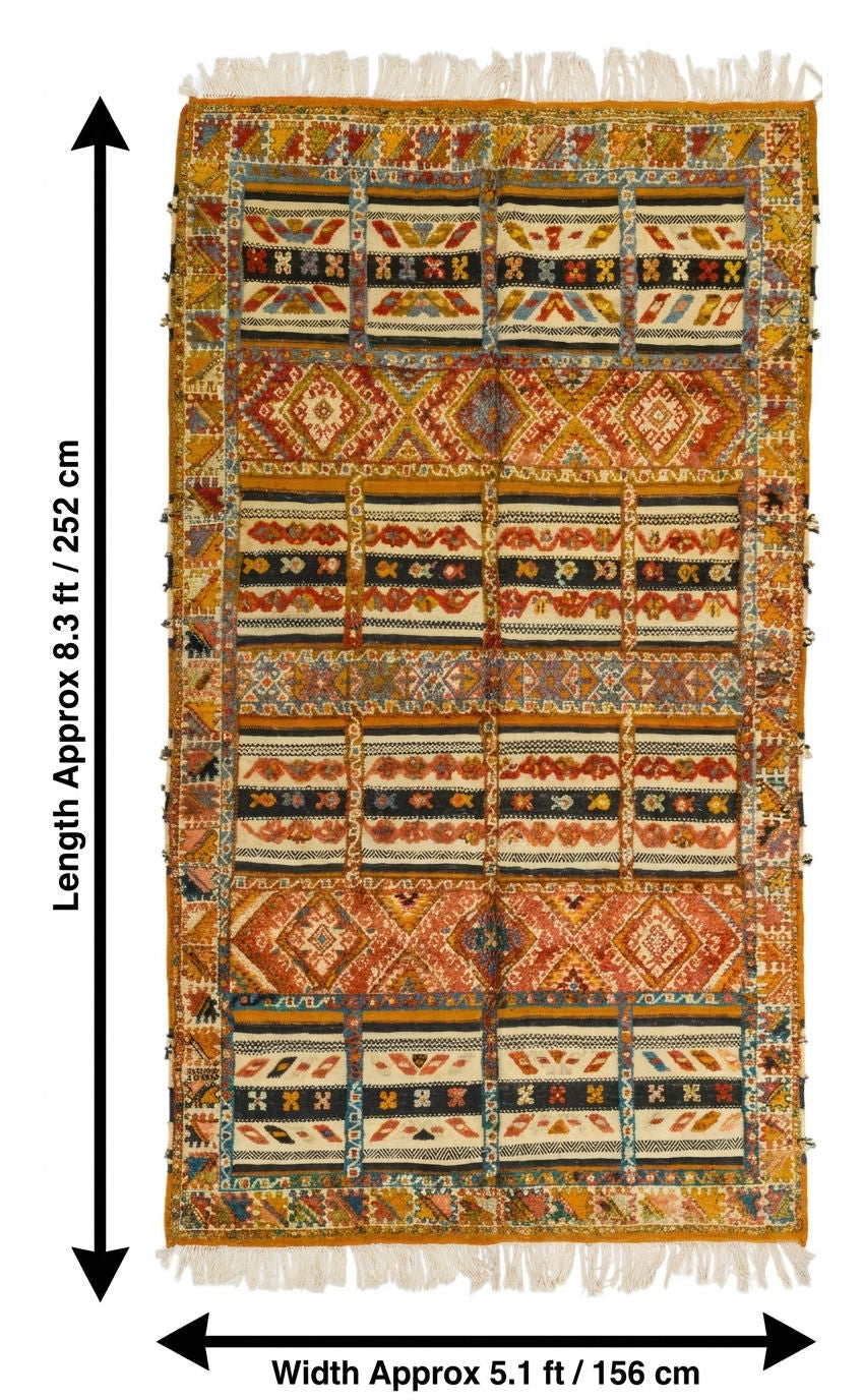 Moroccan Berber Wool Rug – Handwoven & Hand-Knotted Glaoui, 252 x 156 cm / 8.3 x 5.1 ft