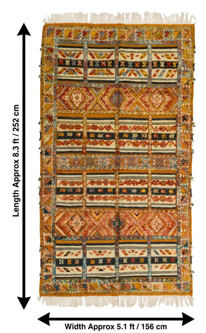 Moroccan Berber Wool Rug – Handwoven & Hand-Knotted Glaoui, 252 x 156 cm / 8.3 x 5.1 ft