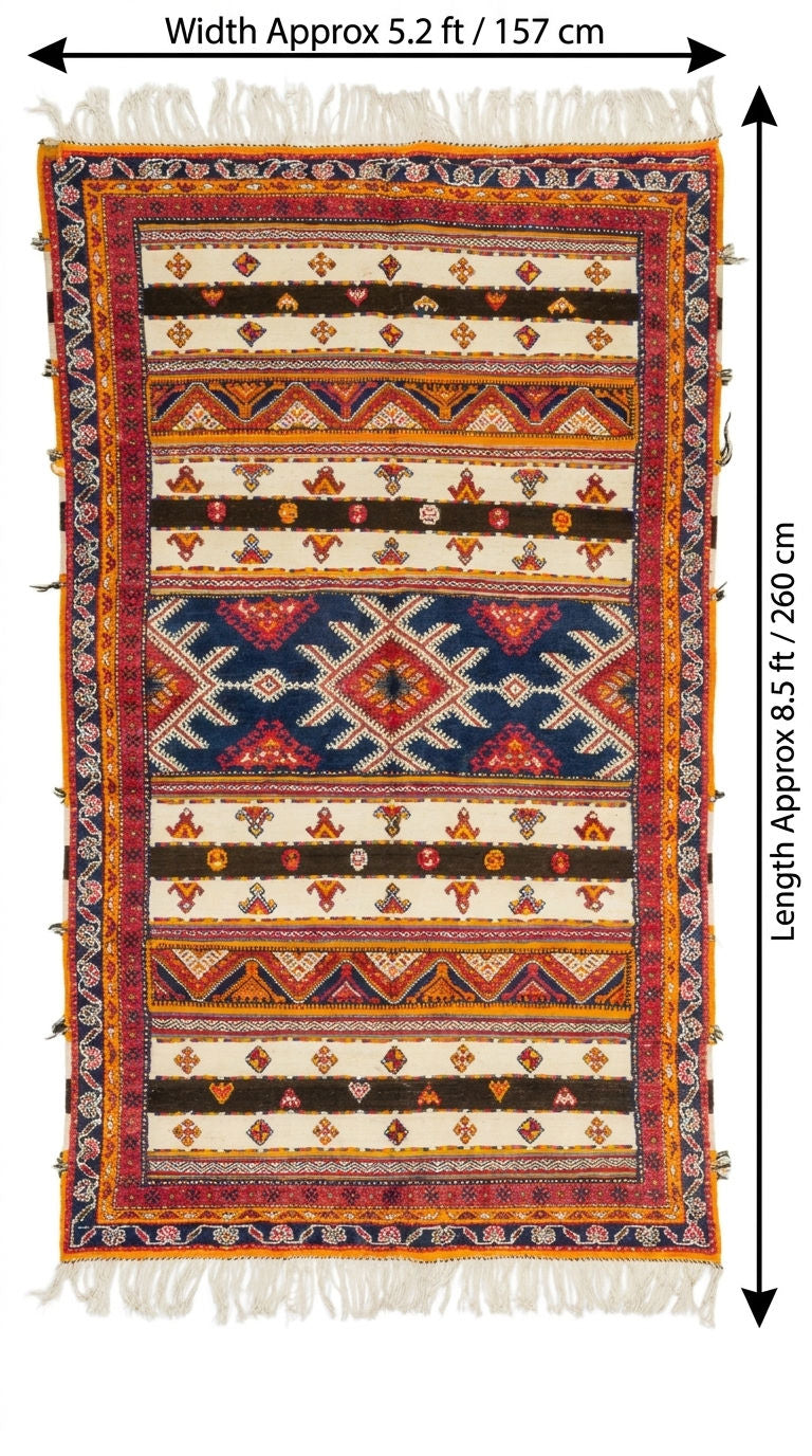 Moroccan Berber Wool Rug – Handwoven & Hand-Knotted Glaoui, 260 x 157 cm / 8.5 x 5.2 ft