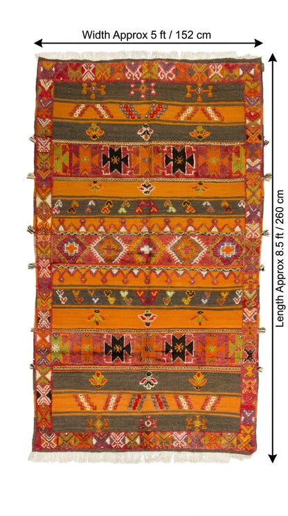 Moroccan Berber Wool Rug – Handwoven & Hand-Knotted Glaoui, 260 x 152 cm / 8.5 x 5 ft