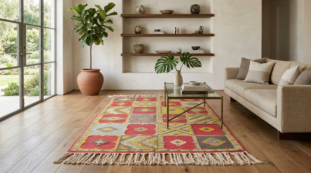 Moroccan Berber Wool Rug – Handwoven & Hand-Knotted, 165 x 106 cm / 5.4 x 3.5 ft