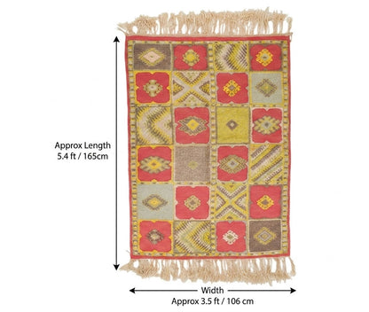 Moroccan Berber Wool Rug – Handwoven & Hand-Knotted, 165 x 106 cm / 5.4 x 3.5 ft