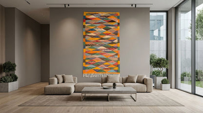 Product Title: Moroccan Berber Wool Rug – Handwoven Reversible Taznakht Kilim, 256 x 147 cm / 8.4 x 4.8 ft