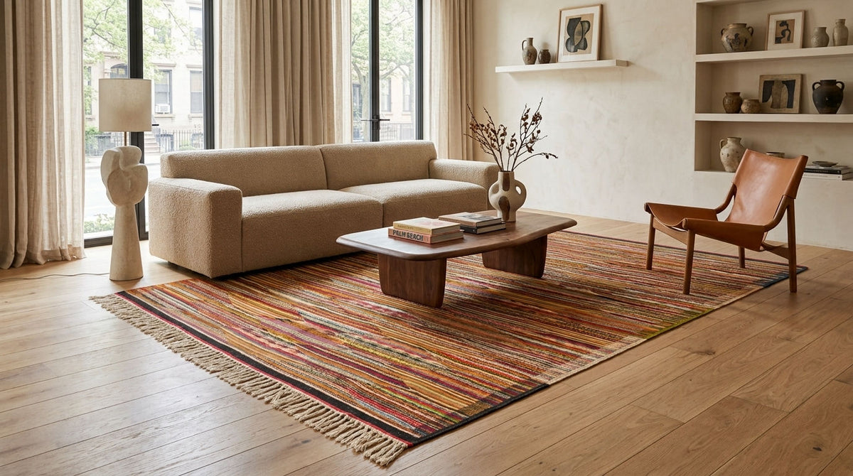 Moroccan Berber Wool Rug – Handwoven Reversible Taznakht Kilim, 246 x 156 cm / 8.1 x 5.1 ft