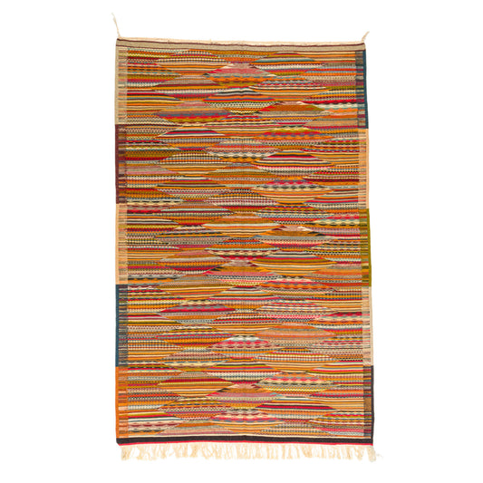 Moroccan Berber Wool Rug – Handwoven Reversible Taznakht Kilim, 246 x 156 cm / 8.1 x 5.1 ft