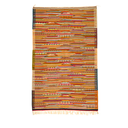 Moroccan Berber Wool Rug – Handwoven Reversible Taznakht Kilim, 246 x 156 cm / 8.1 x 5.1 ft