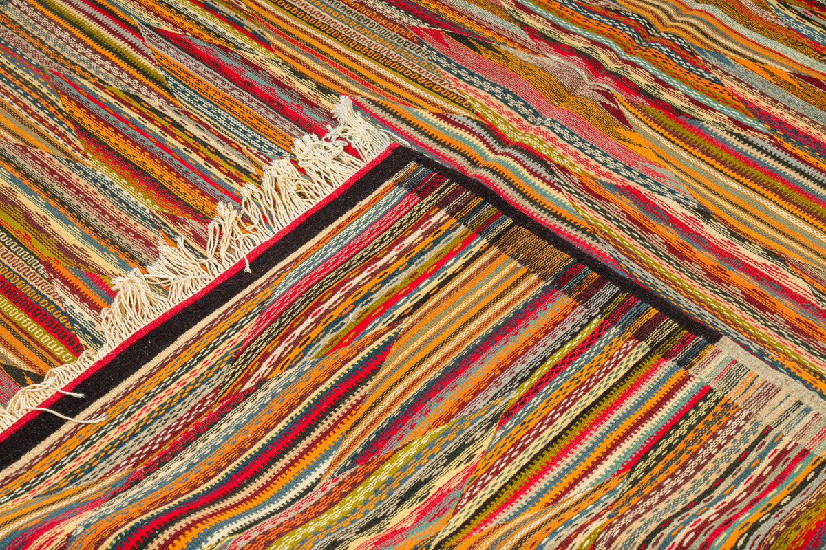 Moroccan Berber Wool Rug – Handwoven Reversible Taznakht Kilim, 246 x 156 cm / 8.1 x 5.1 ft