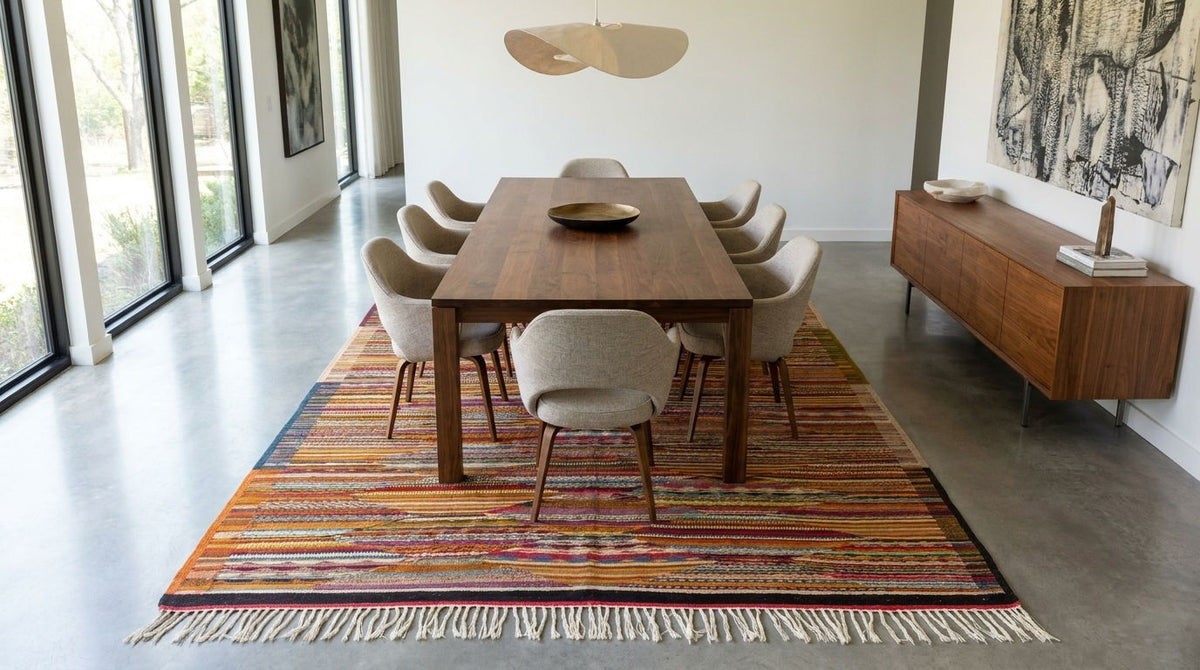 Moroccan Berber Wool Rug – Handwoven Reversible Taznakht Kilim, 246 x 156 cm / 8.1 x 5.1 ft