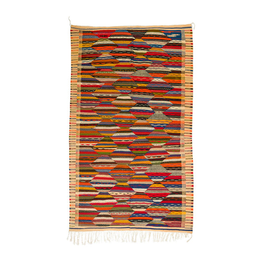 Moroccan Berber Wool Rug – Handwoven Reversible Taznakht Kilim, 256 x 154 cm / 8.4 x 5.1 ft
